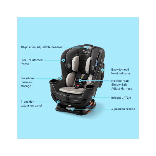 Graco Extend2Fit Convertible Baby Car Seat, 3-in-1,Redmond 2.0