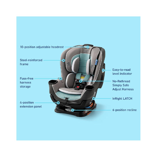Graco Extend2Fit Convertible Baby Car Seat, 3-in-1,Spire 2.0