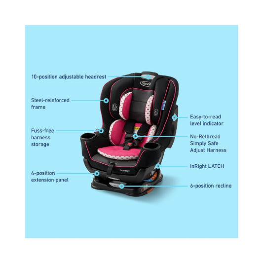 Graco Extend2Fit Convertible Baby Car Seat, 2-in-1 Design,Kenzie 2.0
