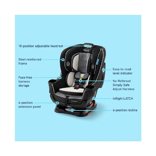 Graco Extend2Fit Convertible Baby Car Seat, 2-in-1, Gotham 2.0