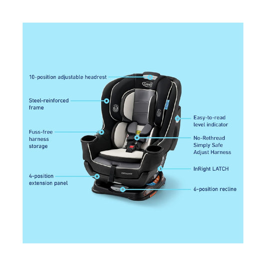 Graco Extend2Fit Convertible Baby Car Seat, 3-in-1,Gotham 2.0