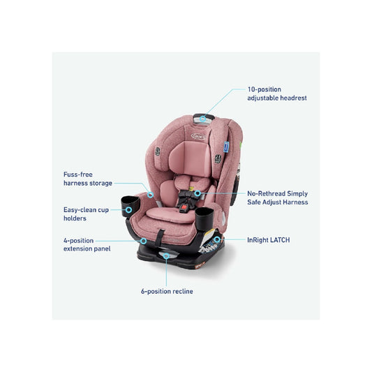 Graco Extend2Fit Convertible Baby Car Seat, 3-in-1,Kenzie 2.0