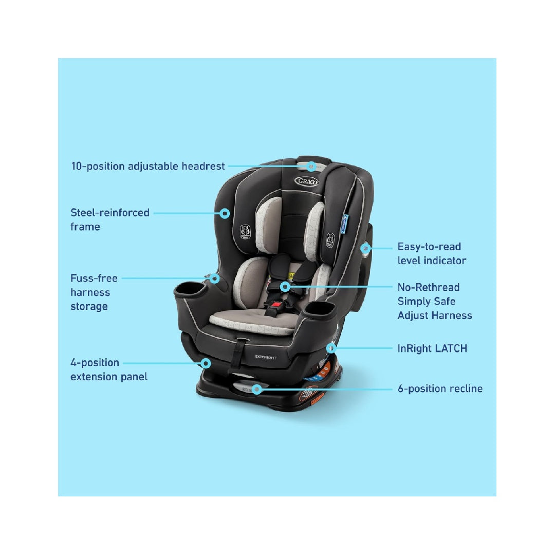Graco Extend2Fit Convertible Baby Car Seat, 2-in-1, Redmond 2.0