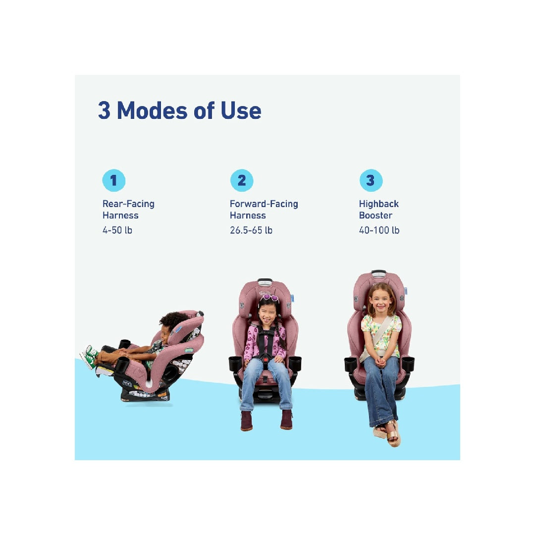 Graco Extend2Fit Convertible Baby Car Seat, 3-in-1,Kenzie 2.0