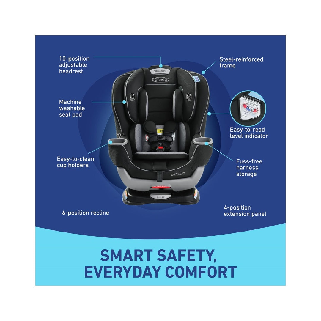 Graco Extend2Fit Convertible Baby Car Seat, 2-in-1, Gotham