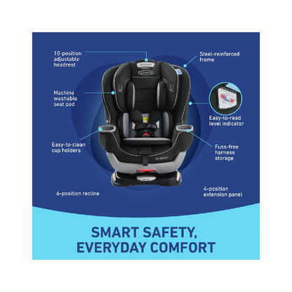 Graco Extend2Fit Convertible Baby Car Seat, 2-in-1, Gotham