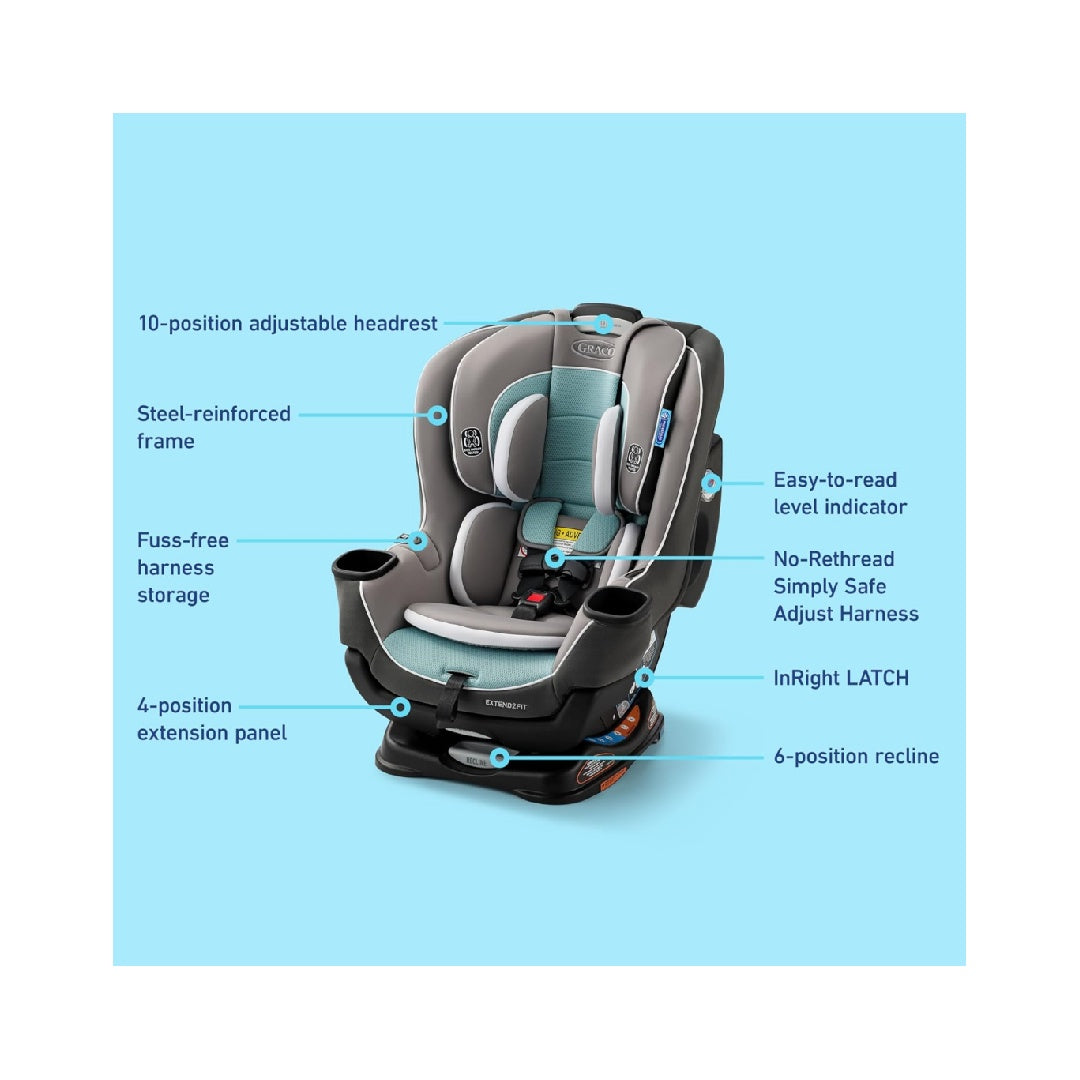 Graco Extend2Fit Convertible Baby Car Seat, 3-in-1,Spire 2.0