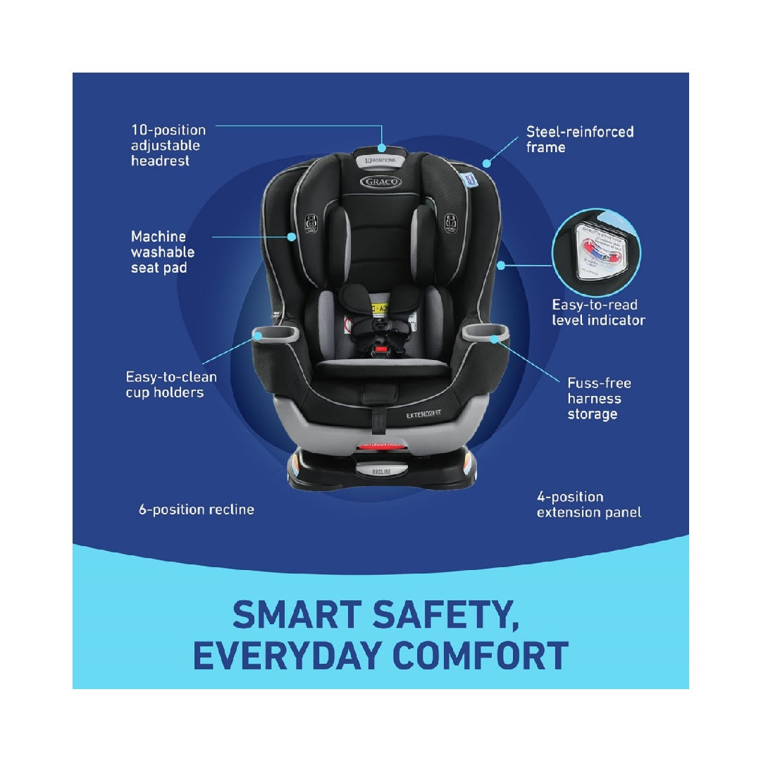 Graco Extend2Fit Convertible Baby Car Seat, 2-in-1, Kenzie