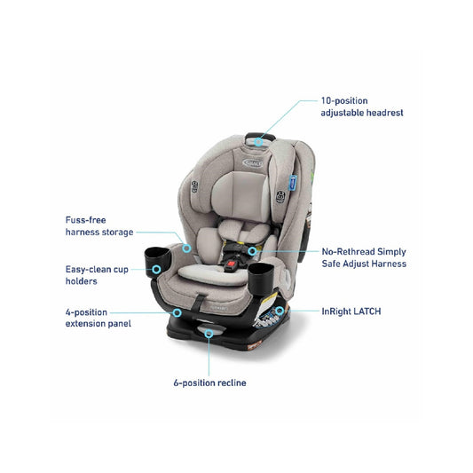 Graco Extend2Fit Convertible Baby Car Seat, 2-in-1, Ashten 2.0