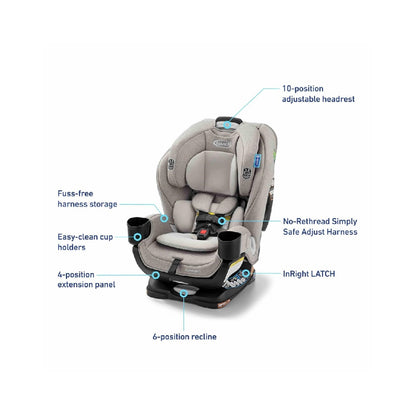Graco Extend2Fit Convertible Baby Car Seat, 3-in-1,Ashten 2.0