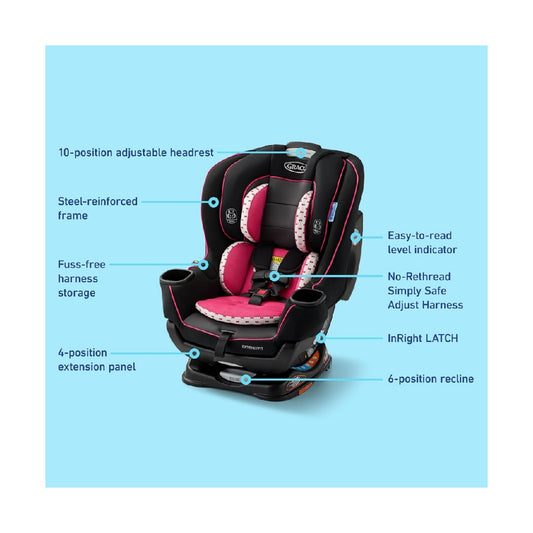 Graco Extend2Fit Convertible Baby Car Seat, 3-in-1,Kenzie 2.0