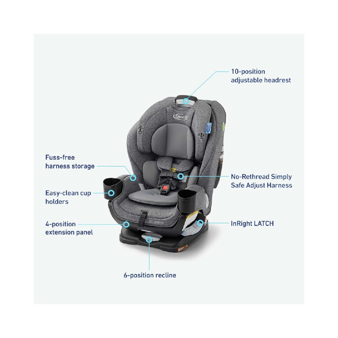 Graco Extend2Fit Convertible Baby Car Seat, 2-in-1, Cullen 2.0