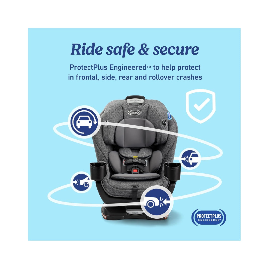 Graco Extend2Fit Convertible Baby Car Seat, 2-in-1, Ashten 2.0